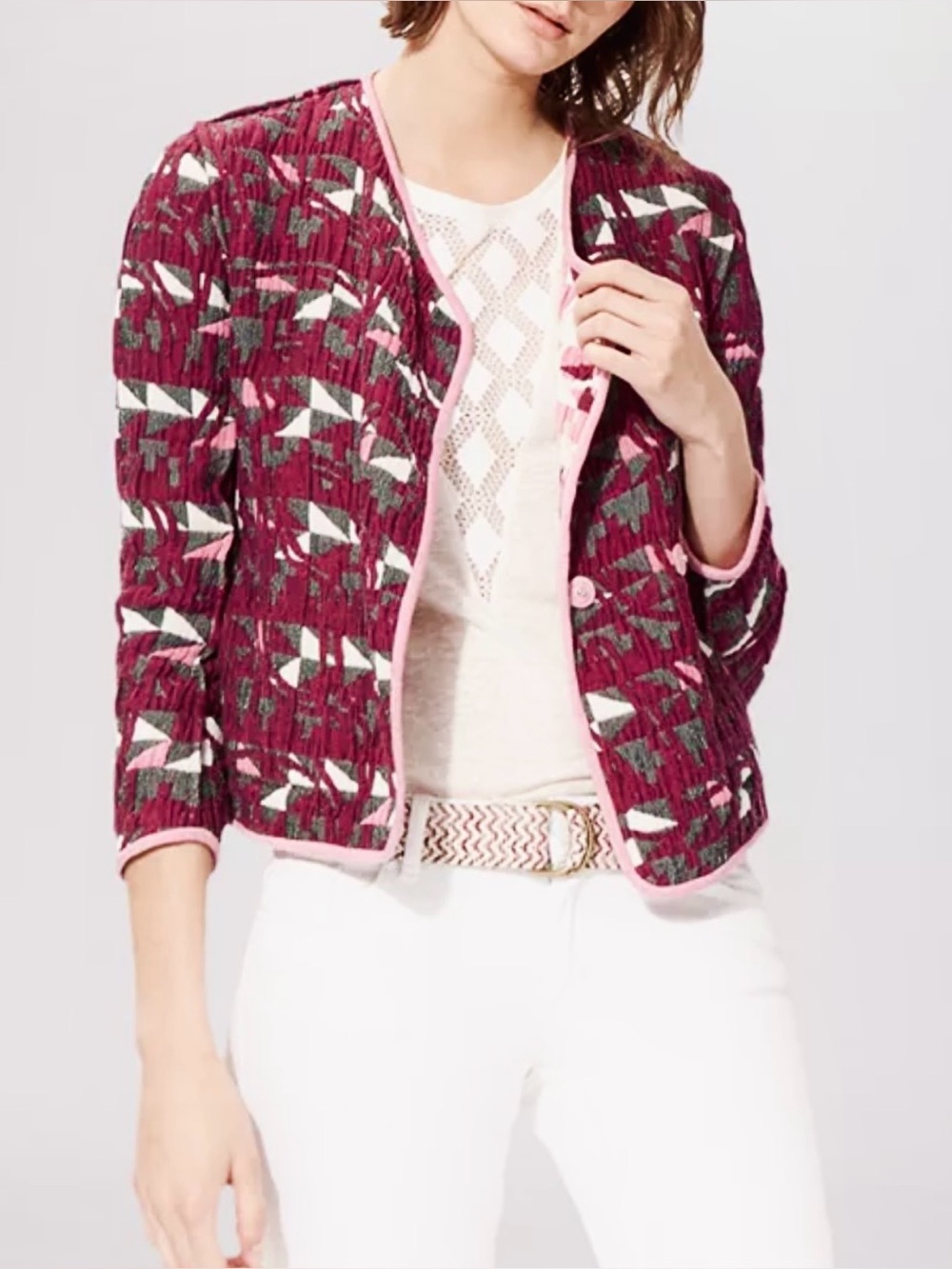Maje Jacquard cotton blend jacket